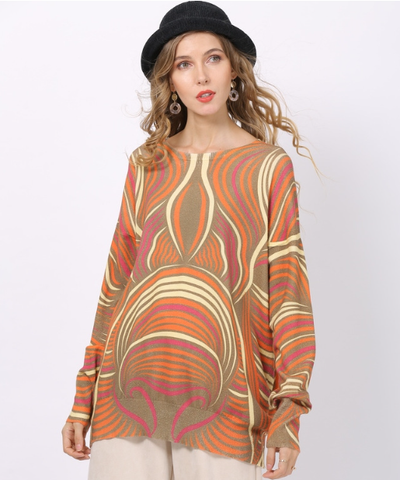 printing plus size rabbit hair core-spun yarn loose knitting bottoming shirt