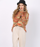printing plus size rabbit hair core-spun yarn loose knitting bottoming shirt