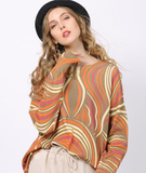 printing plus size rabbit hair core-spun yarn loose knitting bottoming shirt