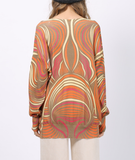 printing plus size rabbit hair core-spun yarn loose knitting bottoming shirt