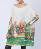 new sweater Fat mm cartoon print rabbit pullover