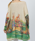 new sweater Fat mm cartoon print rabbit pullover