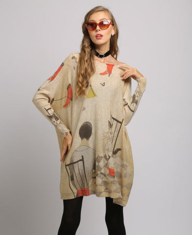 new cartoon loose printing plus size sweater