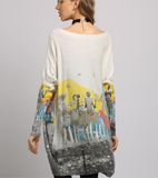 new loose print sweater long sleeve casual plus size sweater