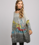 new loose print sweater long sleeve casual plus size sweater