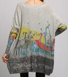 new loose print sweater long sleeve casual plus size sweater