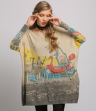 new loose print sweater long sleeve casual plus size sweater