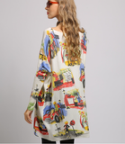 New I-neck loose pullover printed sweater