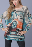 plus size women's fat MM bat sweater printed sweater