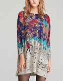 new sweater women's loose printed pullover long sleeve sweater