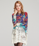 new sweater women's loose printed pullover long sleeve sweater
