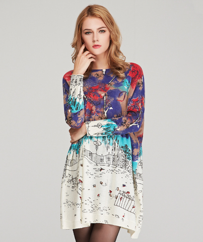 new sweater women's loose printed pullover long sleeve sweater