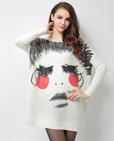 Fat MM personalized printed wool blended sweater top