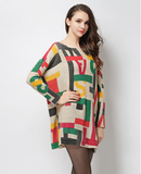 new letter pattern printed wool blended sweater
