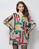 new letter pattern printed wool blended sweater
