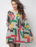 new letter pattern printed wool blended sweater