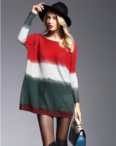 new loose plus-size pullover long printed sweater sweater