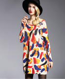 Fat mm printed sweater women's long sweater with one collar