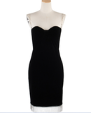 velvet sling with tassel party dress