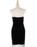 velvet sling with tassel party dress