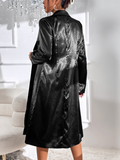 long tassel satin windbreaker coat