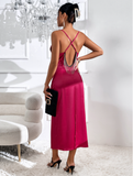 party sexy low-cut satin suspender dress