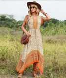 new Bohemian V-neck printed dress