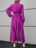new V-neck high waist purple skirt strap dress