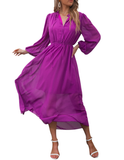 new V-neck high waist purple skirt strap dress