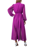 new V-neck high waist purple skirt strap dress