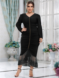 elegant wind plus size dress pleated slim women's dress