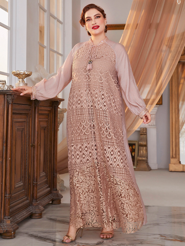 pink Muslim dress plus size dress in Europe and America