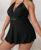 Fat mm sexy deep V fashion one-piece swimsuit