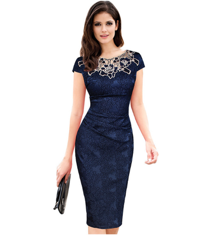 round neck pencil skirt dress