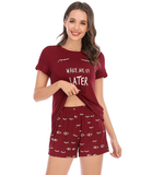 letter round neck pullover home service 2-piece suit