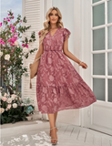 casual V-neck flower sleeveless dress