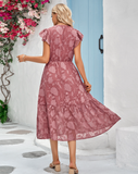 casual V-neck flower sleeveless dress
