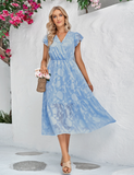 casual V-neck flower sleeveless dress