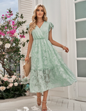 casual V-neck flower sleeveless dress