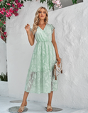 casual V-neck flower sleeveless dress
