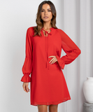 loose flared sleeve solid color openwork dress