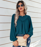 solid color round neck pullover shirt loose shirt