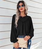 solid color round neck pullover shirt loose shirt