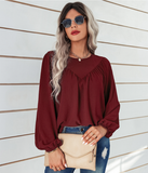 solid color round neck pullover shirt loose shirt