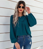 solid color round neck pullover shirt loose shirt