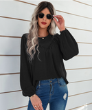 solid color round neck pullover shirt loose shirt