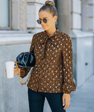 Long-sleeved lapel gilded printed shirt