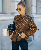 Long-sleeved lapel gilded printed shirt