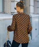 Long-sleeved lapel gilded printed shirt