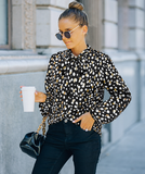 Long-sleeved lapel gilded printed shirt